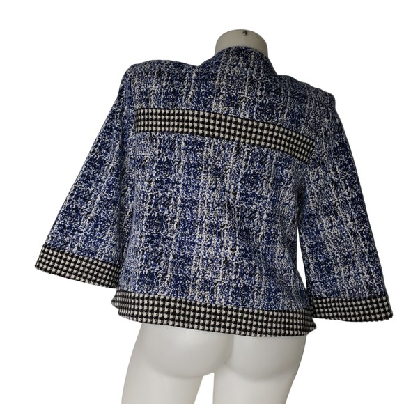 Cabi 21 Club Jacket Blue Jacquard Houndstooth Size Medium - Picture 2 of 12
